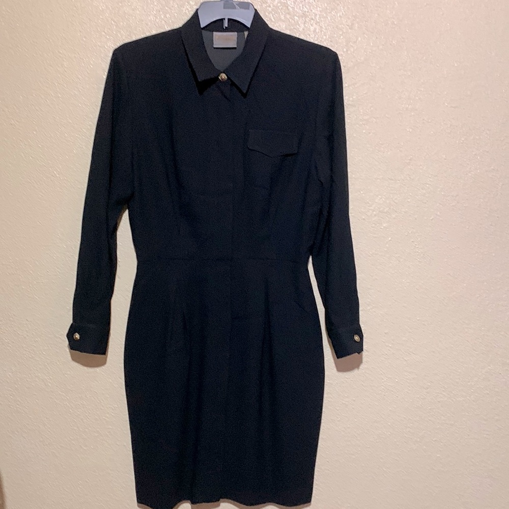 Collection Point of View Black Dress Long Sleeve  Size 16 Fully Lined